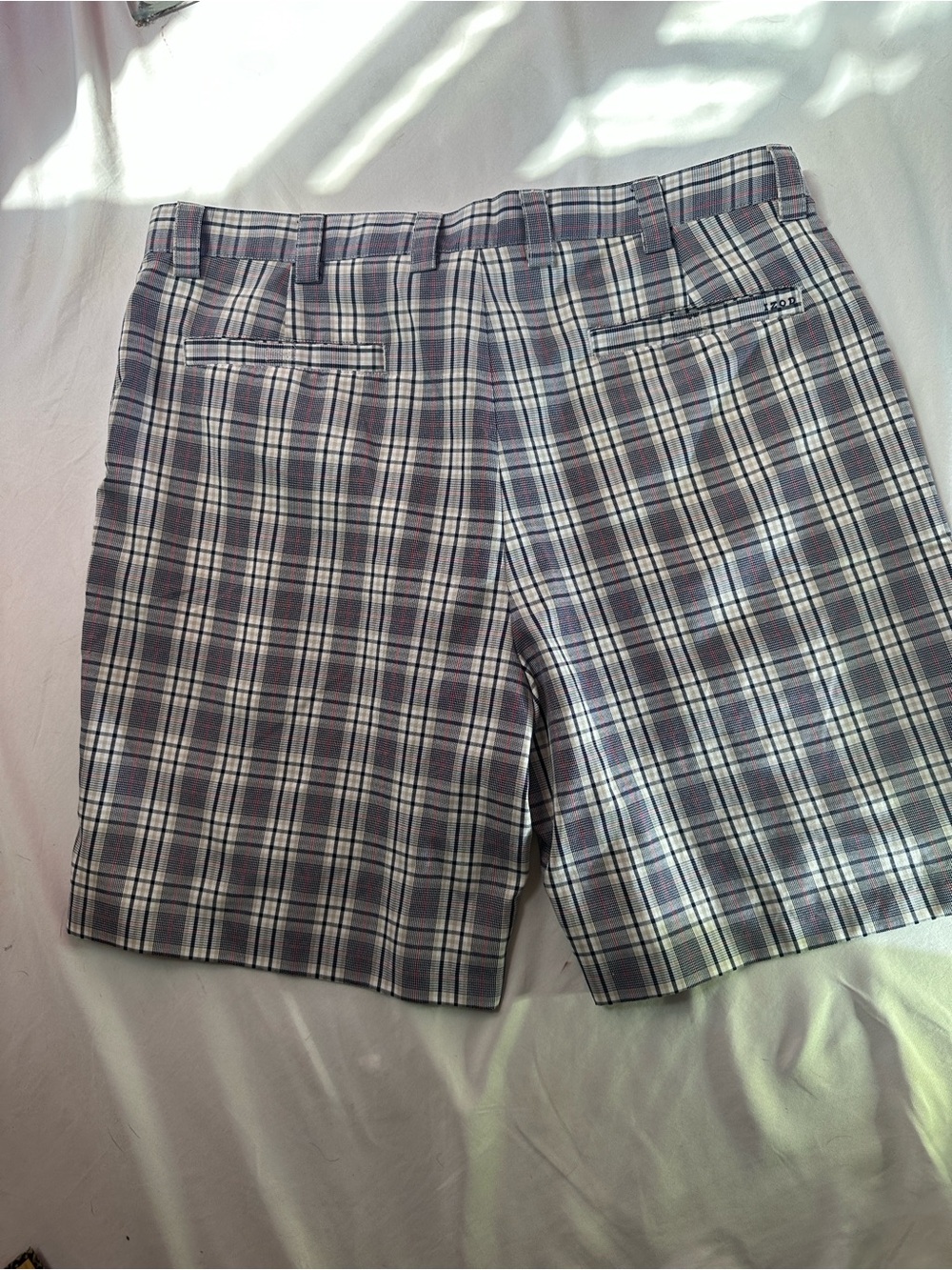 IZOD  Shorts with a Burberry pattern plaid Navy, Cream & Red Accent Size 40